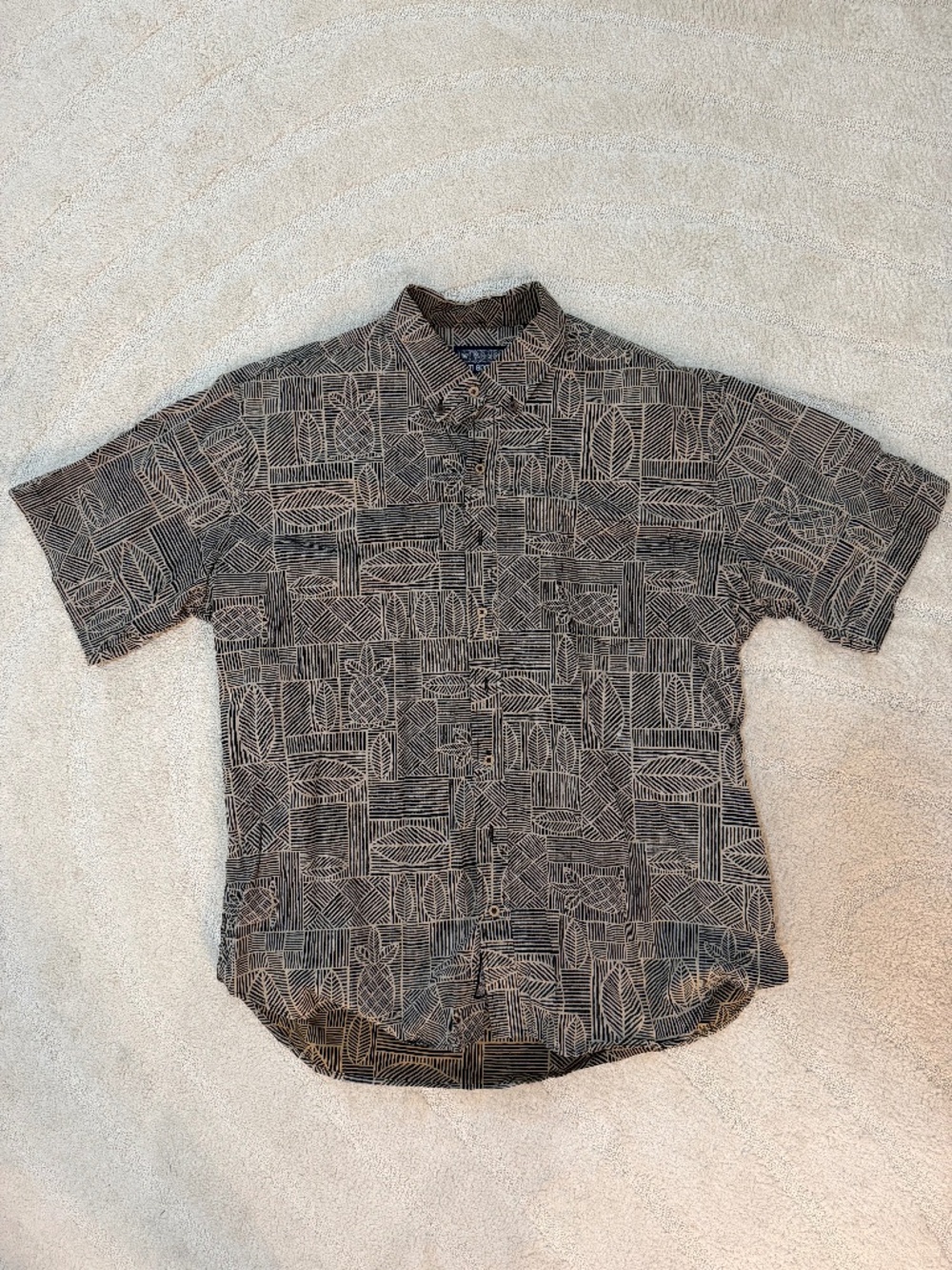 Reyn Spooner Men’s XXL Hawaiian Aloha Shirt Pineapple Geometric 100% Cotton